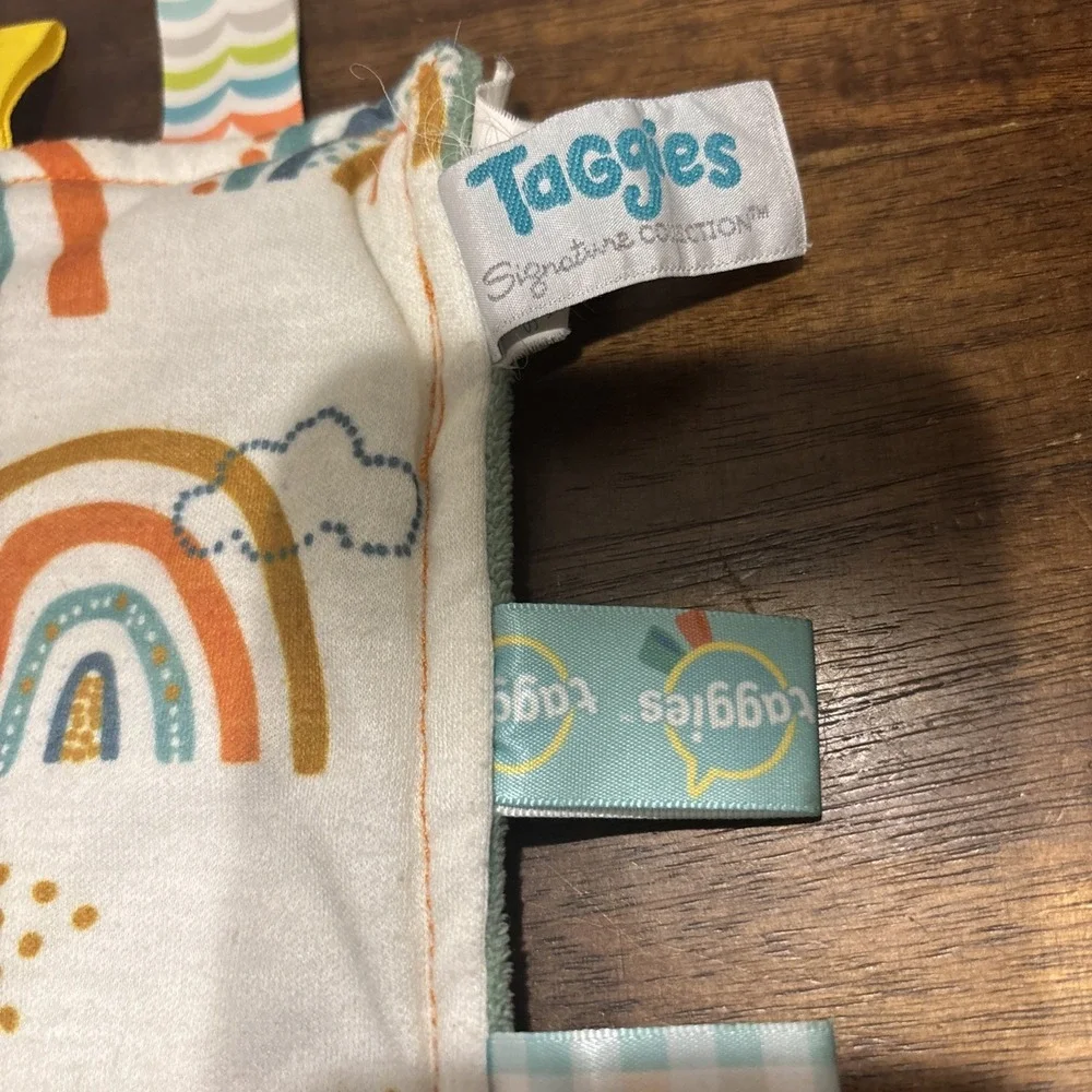 Mary‎ Meyer Taggies Baby Security Blanket Green Rainbows Fleece Comfort Rainbow